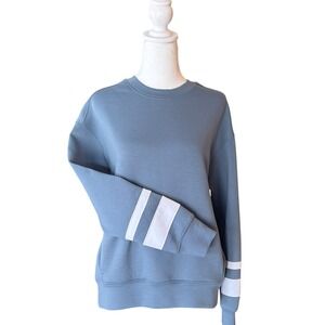 A&F YPB NeoKNIT Crewneck Sweatshirt Blue XS Athletic Sporty Stripes